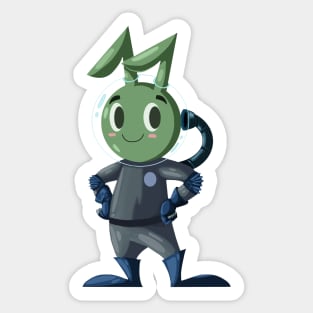 AN ALIEN RABBIT ASTRONAUT CARTOON CHARACTER Sticker